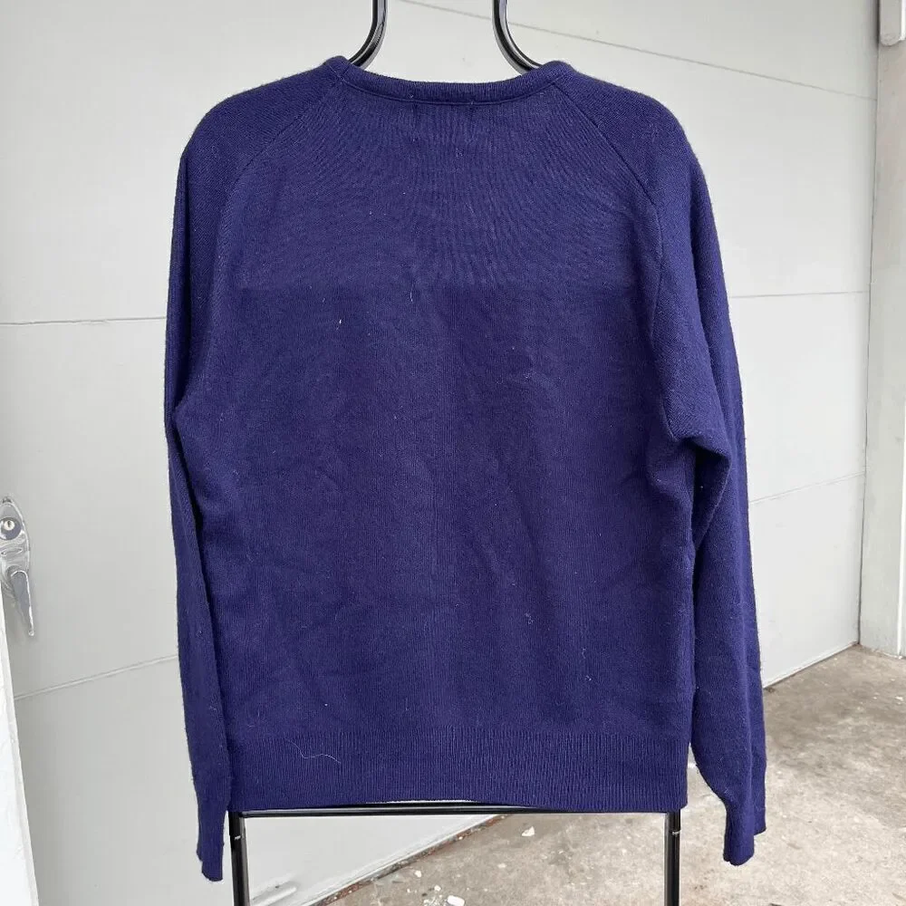 Vintage 1980s Pinnacle Southern Comfort V-Neck Sweater Navy Blue Size L USA Made